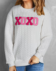 Logan XOXO Glitter Chenille Cable Knit Pullover Sweatshirt