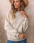 Amy Textured Raglan Sleeve Pullover Sweatshirt