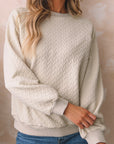 Amy Textured Raglan Sleeve Pullover Sweatshirt