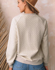 Amy Textured Raglan Sleeve Pullover Sweatshirt