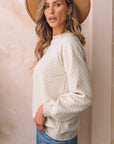 Amy Textured Raglan Sleeve Pullover Sweatshirt