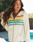 Daisy Striped Patchwork Zipper Hoodie