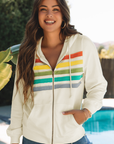 Daisy Striped Patchwork Zipper Hoodie