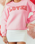 Raya LOVER Puff Print Drop Shoulder Pullover Sweatshirt