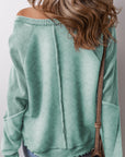 Jolie Waffle Exposed Seam Raglan Sweatshirt