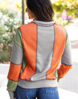 Lilah Block Stitching Half Zipper Sweatshirt