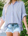 Baylee Stripe Dolman Sleeve Oversize Top