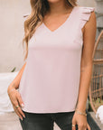 Alice Ruffled V Neck Tank Top
