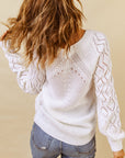 Lia Hollow-out Puffy Sleeve Knit Sweater