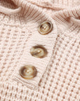 Joelle Waffle Knit Buttons Hooded Sweater