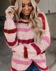Cora Striped Popcorn Knit Sweater