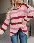 Cora Striped Popcorn Knit Sweater