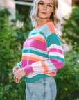 Ivy Knit Drop Shoulder Puff Sleeve Sweater