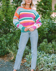 Ivy Knit Drop Shoulder Puff Sleeve Sweater