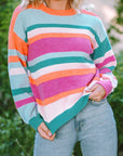 Ivy Knit Drop Shoulder Puff Sleeve Sweater
