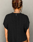 Laura Crew Neck Cable Knit Short Sleeve Sweater
