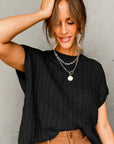 Laura Crew Neck Cable Knit Short Sleeve Sweater
