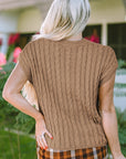 Laura Crew Neck Cable Knit Short Sleeve Sweater