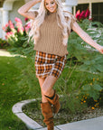 Laura Crew Neck Cable Knit Short Sleeve Sweater