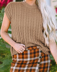 Laura Crew Neck Cable Knit Short Sleeve Sweater