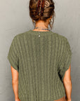 Laura Crew Neck Cable Knit Short Sleeve Sweater