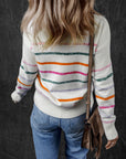 Sophia Striped Ribbed Trim Sweater