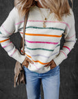 Sophia Striped Ribbed Trim Sweater