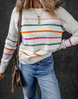 Sophia Striped Ribbed Trim Sweater