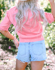 Maxine Mom Tinsel Front Short Sleeve Sweater