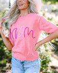 Maxine Mom Tinsel Front Short Sleeve Sweater