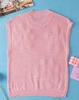 Hannah Crochet Flower Knit Short Sleeve Sweater Top