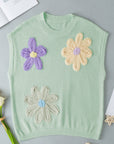 Hannah Crochet Flower Knit Short Sleeve Sweater Top