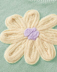 Hannah Crochet Flower Knit Short Sleeve Sweater Top
