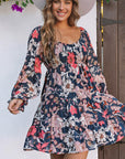 Tessa Floral Tiered Long Puff Sleeve Mini Dress