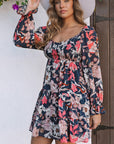Tessa Floral Tiered Long Puff Sleeve Mini Dress