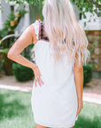 Nola Frill Embroidered Square Neck Shift Dress