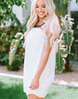 Nola Frill Embroidered Square Neck Shift Dress