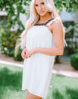 Nola Frill Embroidered Square Neck Shift Dress