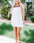 Nola Frill Embroidered Square Neck Shift Dress