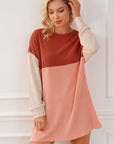 Eva Colorblock Corded Long Sleeve Mini Dress