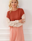 Eva Colorblock Corded Long Sleeve Mini Dress