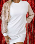 Mandy Sequin Puff Sleeve Shift Mini Dress