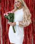 Mandy Sequin Puff Sleeve Shift Mini Dress