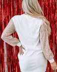 Mandy Sequin Puff Sleeve Shift Mini Dress