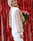 Mandy Sequin Puff Sleeve Shift Mini Dress