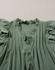 Pearl Ruffle Sleeve V Neck Frilled Shift Dress