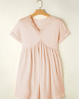 Bria Folded Short Sleeve Lace V Neck Mini Dress