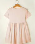 Bria Folded Short Sleeve Lace V Neck Mini Dress