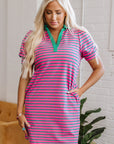 Hattie Stripe Collared T-Shirt Dress
