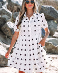 Claire Short Sleeve Buttoned Tiered Babydoll Dress